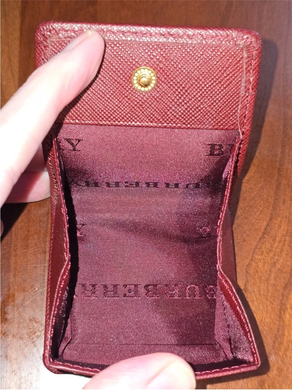 Burberry Vintage Nova Check Burgundy Coin Case Pouch